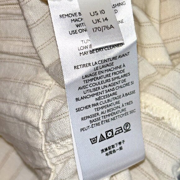 Maeve Anthropologie Cream Wide Leg Paper Bag linen Blend Pants Rope Belt Size 10 - Picture 10 of 12